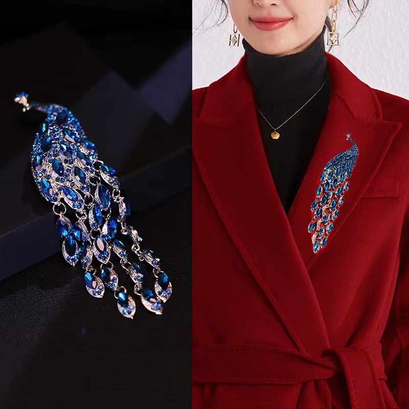 中国风凤尾胸针高档女精致复古旗袍汉服胸花简约气质西装别针配饰