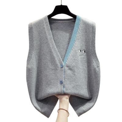 开衫v领针织马甲背心毛衣坎肩潮