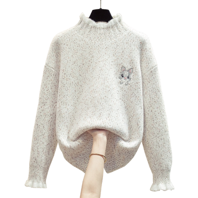 水貂绒半高领毛衣女加厚打底衫潮