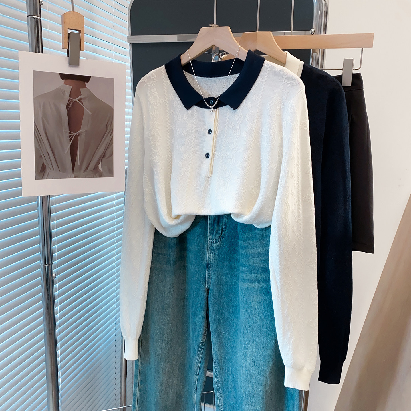 polo领天丝针织衫女打底衫毛衣潮