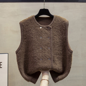 圆领开衫 宽松外穿马夹叠穿毛衣坎肩潮 针织马甲背心女2025秋冬新款