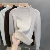 针织衫 一体绒半高领毛衣女加绒加厚打底衫 2025秋冬新款 内搭上衣潮