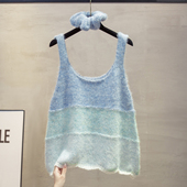 亮片条纹头花针织马甲背心女2025秋冬新款 宽松外穿马夹毛衣坎肩潮