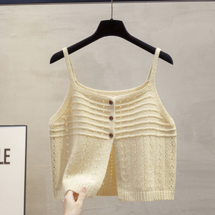 吊带开衫针织短马甲背心女2025秋冬新款宽松外穿马夹叠穿毛衣坎肩