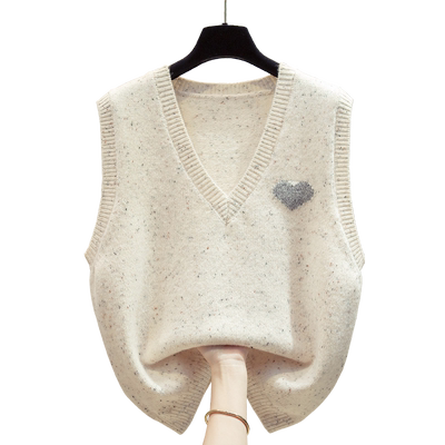 花纱v领针织马甲背心女毛衣坎肩