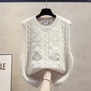 圆领针织马甲背心女2025秋冬新款宽松外穿马夹叠穿外搭毛衣坎肩潮