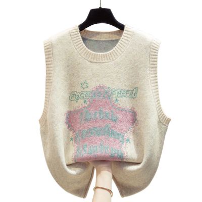 大码圆领针织马甲背心毛衣坎肩潮