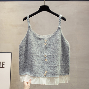 蕾丝开衫吊带针织马甲背心女2025秋冬新款宽松马夹叠穿毛衣坎肩潮