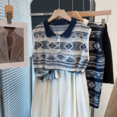 条纹针织衫 女2025夏装 新款 镂空polo领无袖 宽松慵懒风上衣薄t恤衫