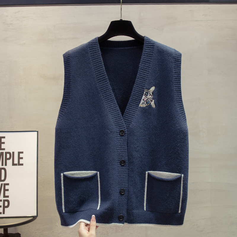 开衫针织马甲背心女v领毛衣坎肩