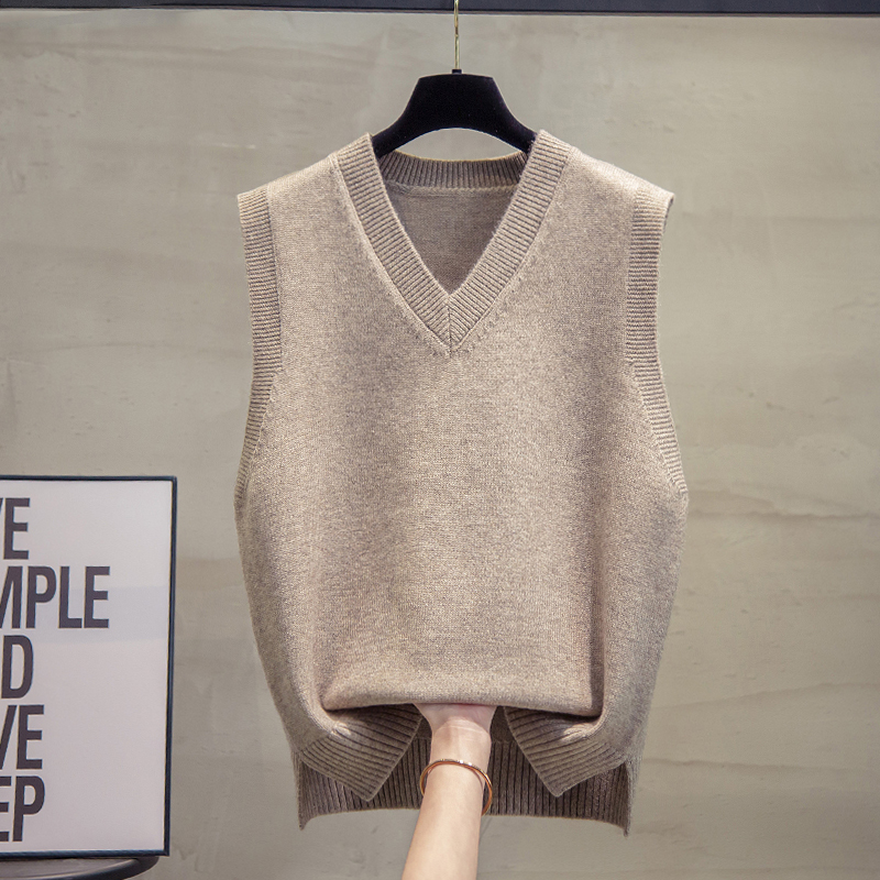 v领针织马甲背心宽松毛衣坎肩潮