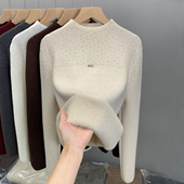 内搭上衣潮 针织衫 一体绒半高领毛衣女加绒加厚打底衫 2025秋冬新款
