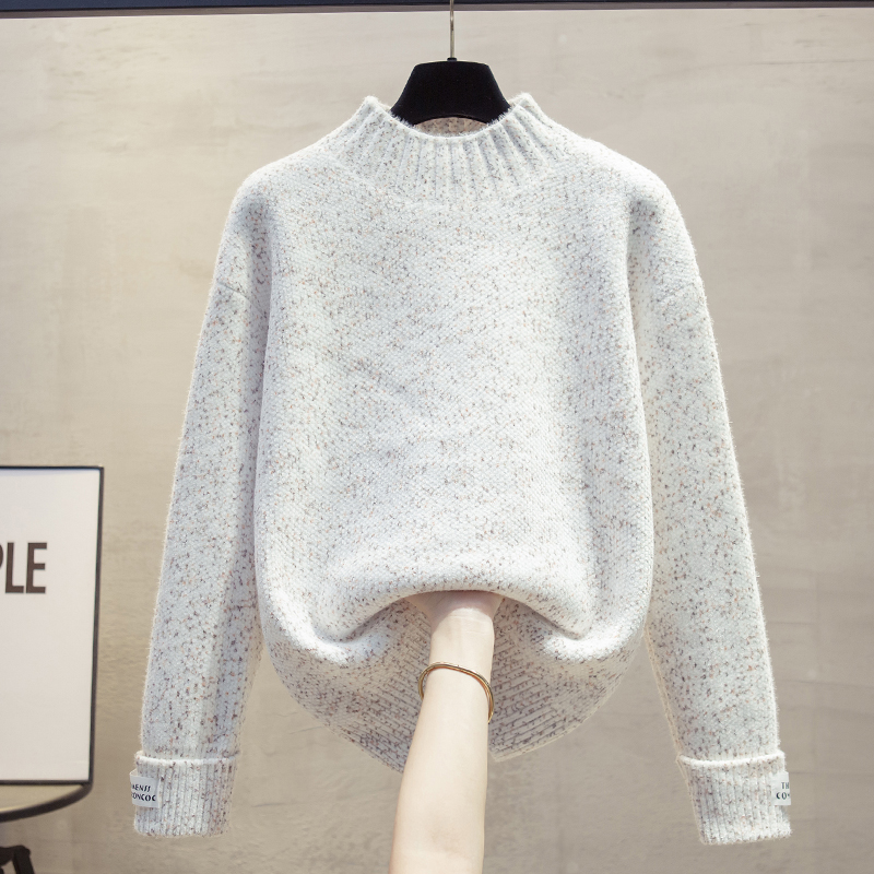 水貂绒半高领毛衣女加厚打底衫潮