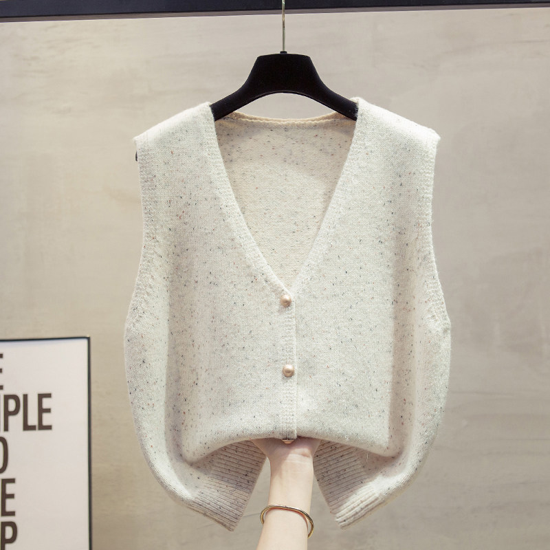 花纱开衫v领针织马甲毛衣坎肩潮