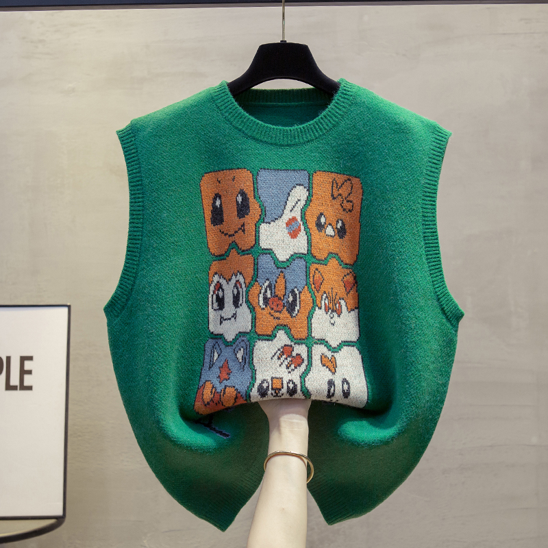 宽松圆领针织马甲背心毛衣坎肩潮