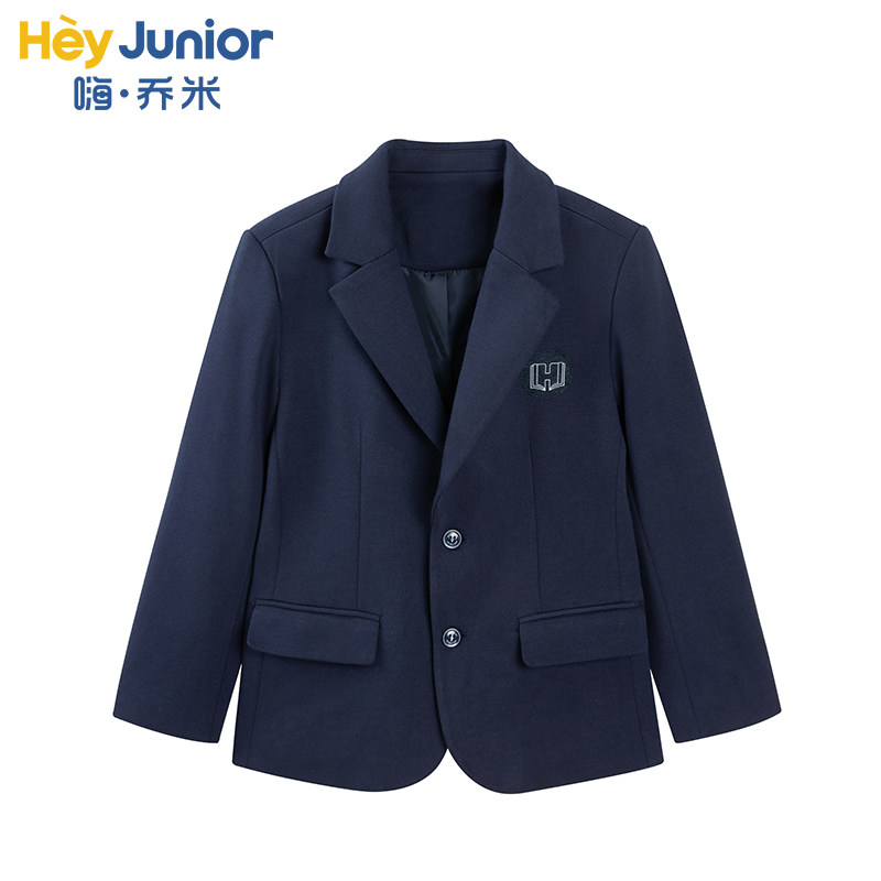 森马集团Hey Junior学院男童西服校服藏青双排扣徽章儿童西装外套
