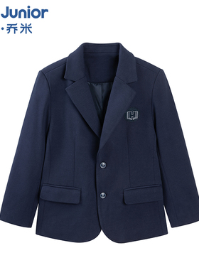 森马集团Hey Junior学院男童西服校服藏青双排扣徽章儿童西装外套