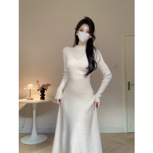 包臀微透长裙 鱼尾裙修身 Amy 店外贸品质针织连衣裙秋冬内搭长款