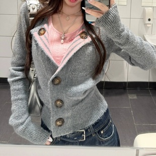 韩系慵懒风高级感毛衣外套秋冬2026新款小个子春装新款开衫针织衫