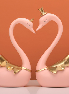 欧式情侣天鹅摆件客厅电视柜