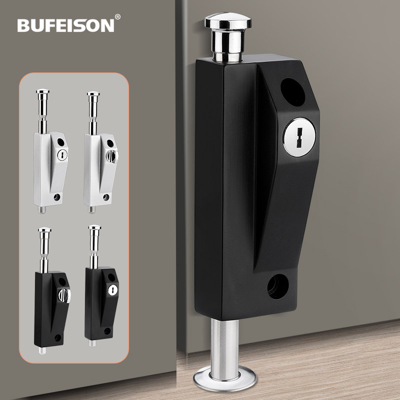 双开门插销锁落地插防盗自动插销锁木门旋转门锁有框玻璃门锁黑色