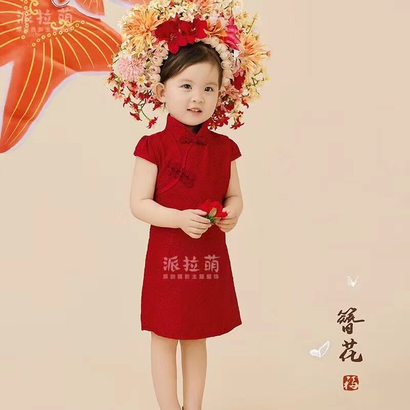 簪花女童主题儿童摄影特色服装