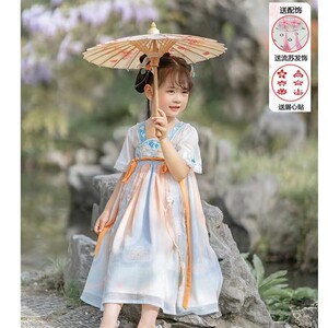 儿童汉服女童夏季短裙古风连衣裙超仙宝宝夏装中国风