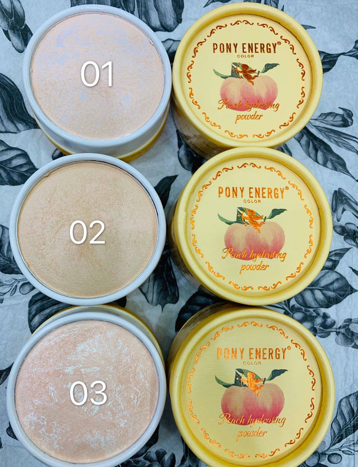 PONY ENERGY水蜜桃粉饼定妆高光提亮粉饼遮瑕控油防水干粉不脱妆