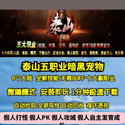 热血传奇单机版GEE泰山五职业暗黑宠物鉴定十副职业无限BUFF8大陆