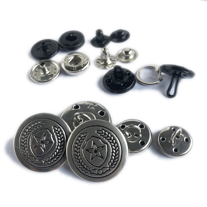 银色黑色空心字母金属保安服扣子衬衣裤子后兜四合按扣肩扣包邮