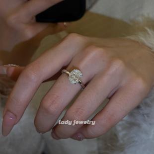 蕾迪［G色冰花鸽子蛋］s925银镀金4克拉光面极简小众轻奢高级戒指
