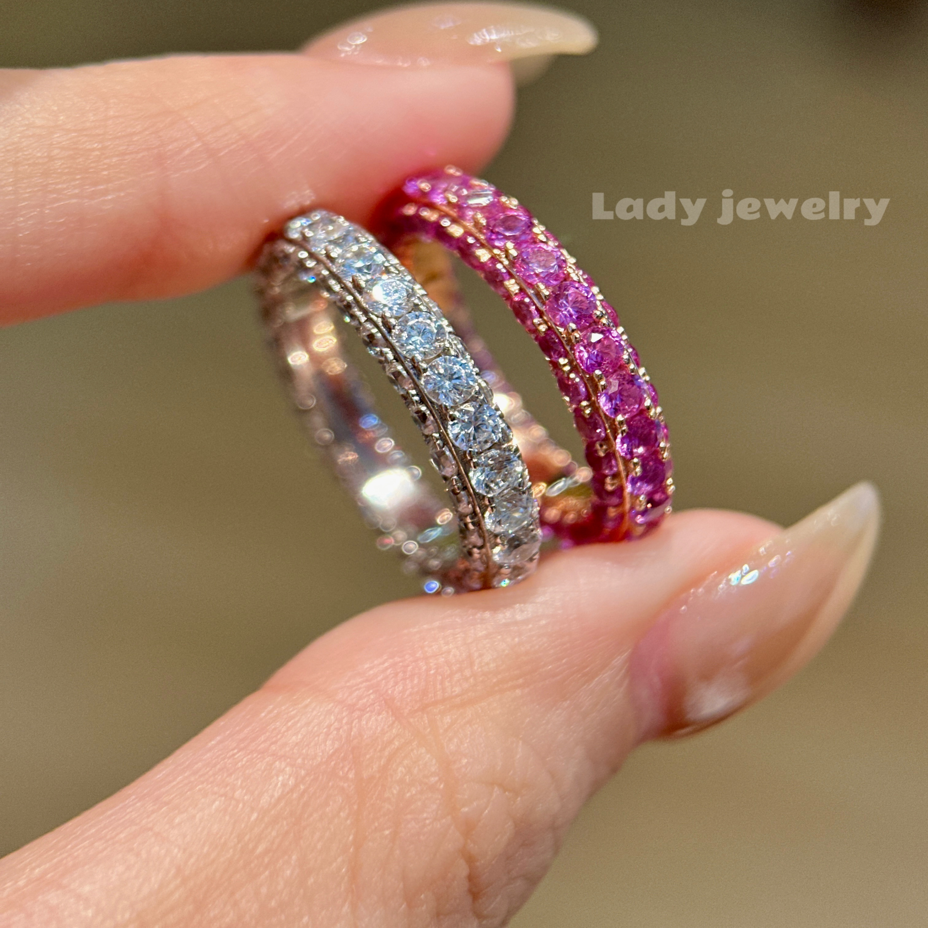 蕾迪高定系列甜甜圈排钻s925银戒指［超重工，满镶］