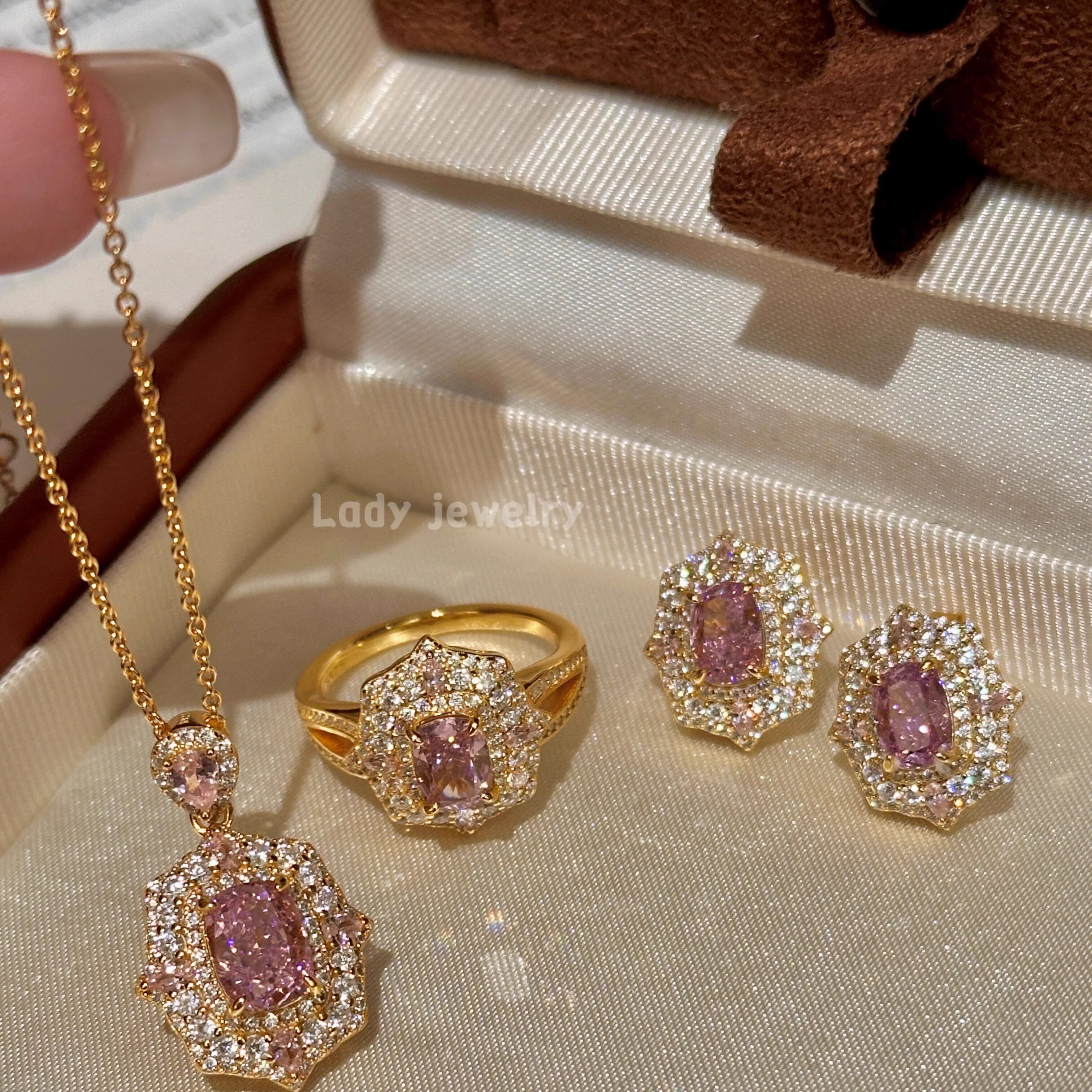 蕾迪「轻奢花漾」晶钻｜s925银镀真金｜粉色系气质耳戒三件套,饰品/流行首饰/时尚饰品新,银饰戒指,淘宝优惠券,粉丝福利购,淘宝优惠卷