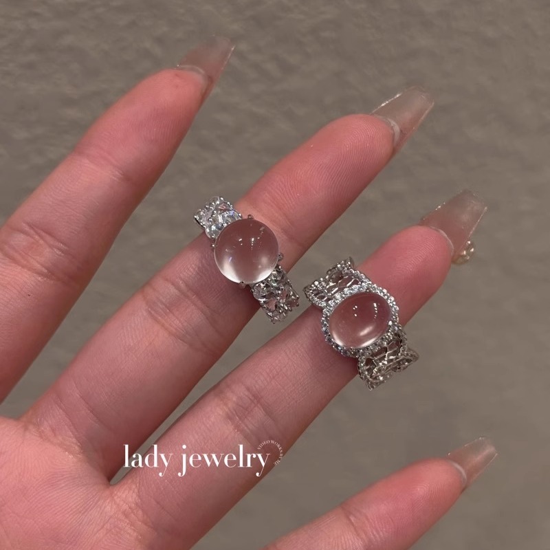 蕾迪高定系列s925银［天然水沫玉］冰种小钢蛋百搭戒指