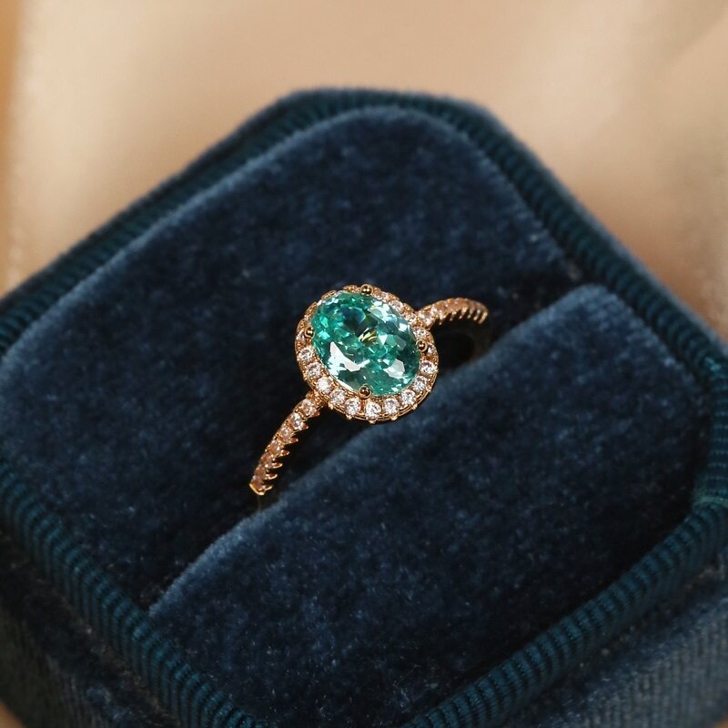 蕾迪高定系列意大利工艺香槟金色1.5克拉培育帕拉伊巴钻戒