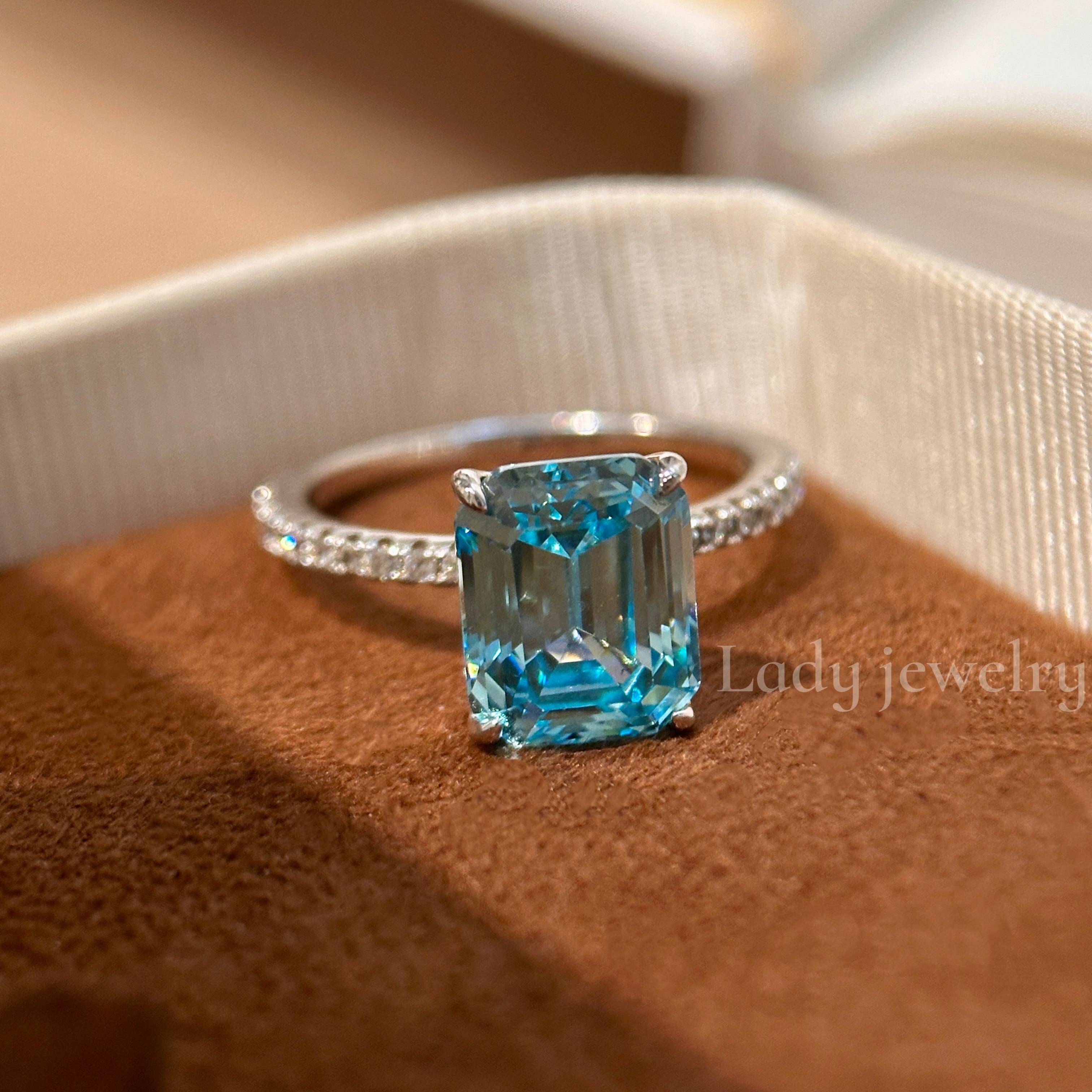 蕾迪高定【小长方】s925银4克拉方形培育时尚百搭戒指