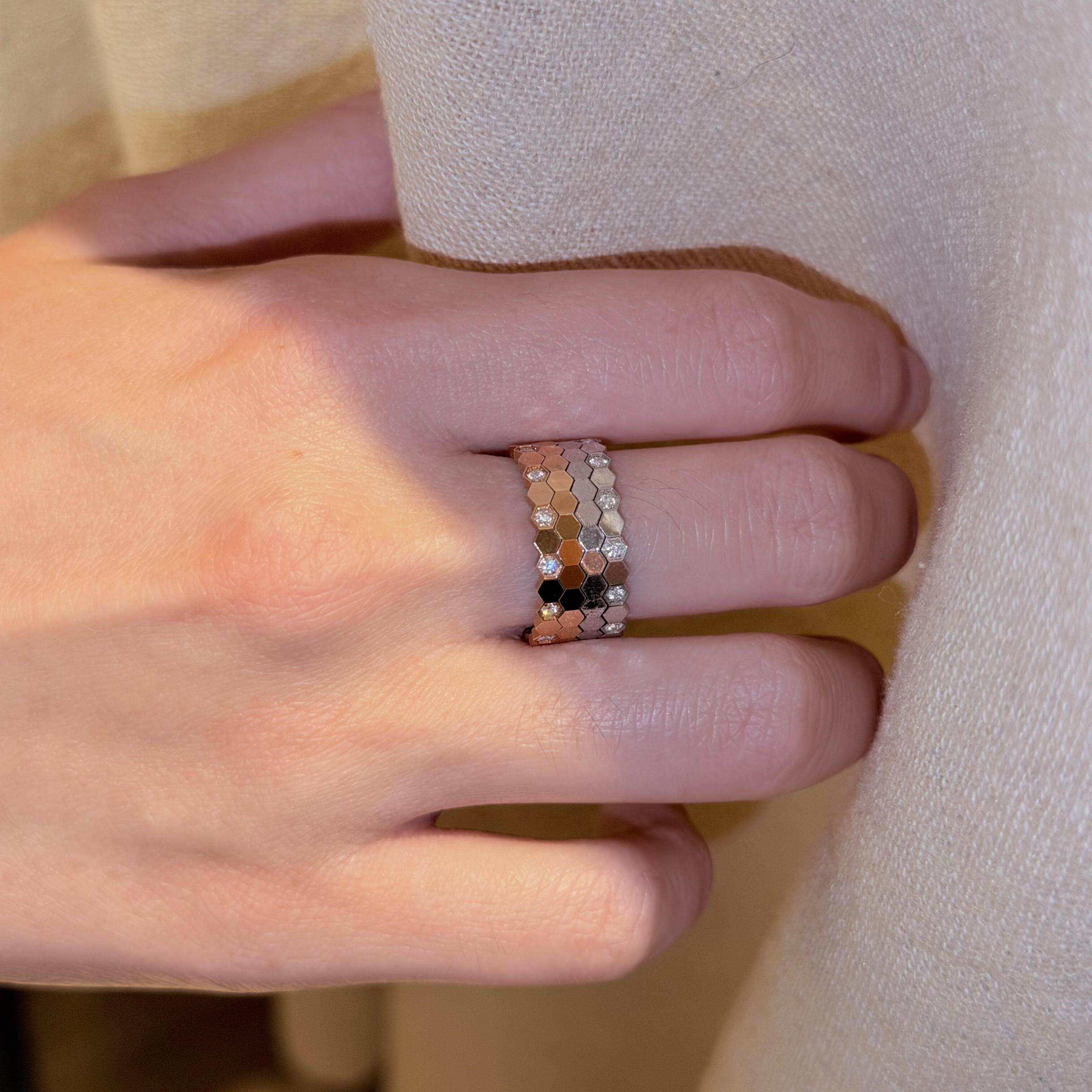 蕾迪CNC工艺版 [爆款蜂巢排戒] s925银镀18k金戒指简约日常,饰品/流行首饰/时尚饰品新,银饰戒指,淘宝优惠券,粉丝福利购,淘宝优惠卷