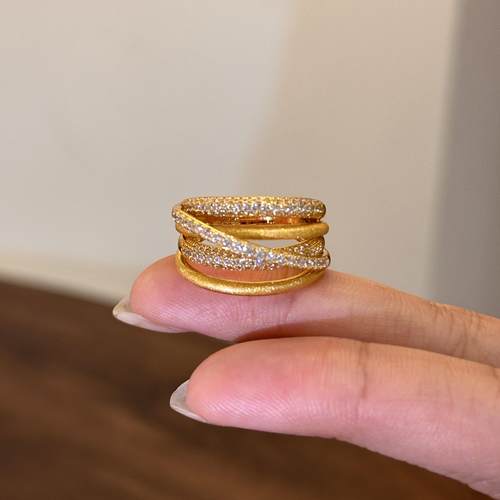 蕾迪金色缠绕环戒s925银镀金