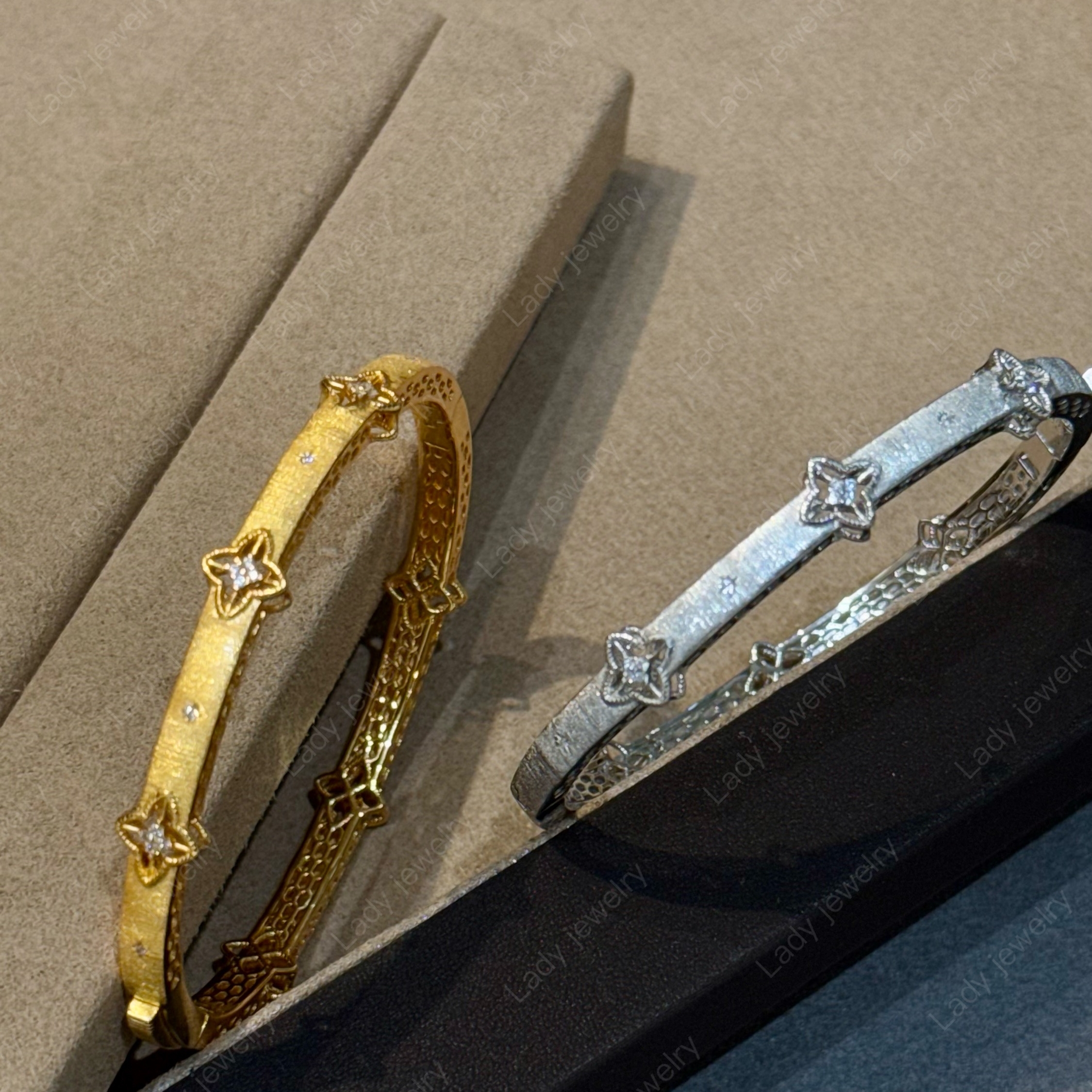 蕾迪「流星」鎏金点钻银手镯