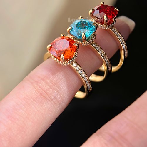 蕾迪玫瑰方糖s925镀金戒指