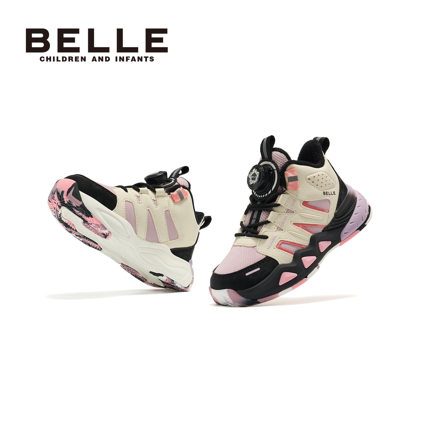 百丽官方正品儿童加绒运动鞋棉鞋