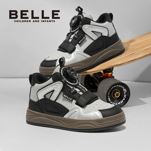 防滑耐磨百搭休闲男女童运动鞋 百丽童鞋 棉鞋 高帮秋冬新款 儿童板鞋