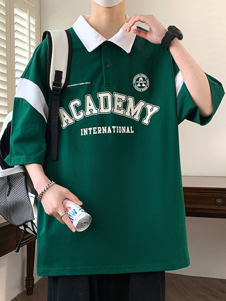 AMERICAN VINTAGE POLO SHIRT MENS SHORT SLEEVE SUMMER YOUTH ICE SILK HALF SLEEVE T-SHIRT COUPLE CASUAL LOOSE TOP