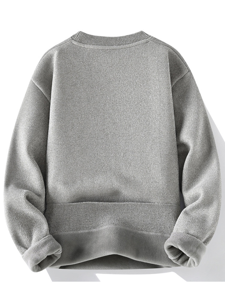 CHENILLE SWEATER MENS AUTUMN AND WINTER STYLE FLEECE THICKENED KNIT SWEATER MENS BASE LAYER WARM TEENAGER INNER SWEATER