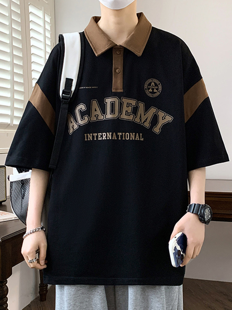 AMERICAN VINTAGE POLO SHIRT MENS SHORT SLEEVE SUMMER YOUTH ICE SILK HALF SLEEVE T-SHIRT COUPLE CASUAL LOOSE TOP