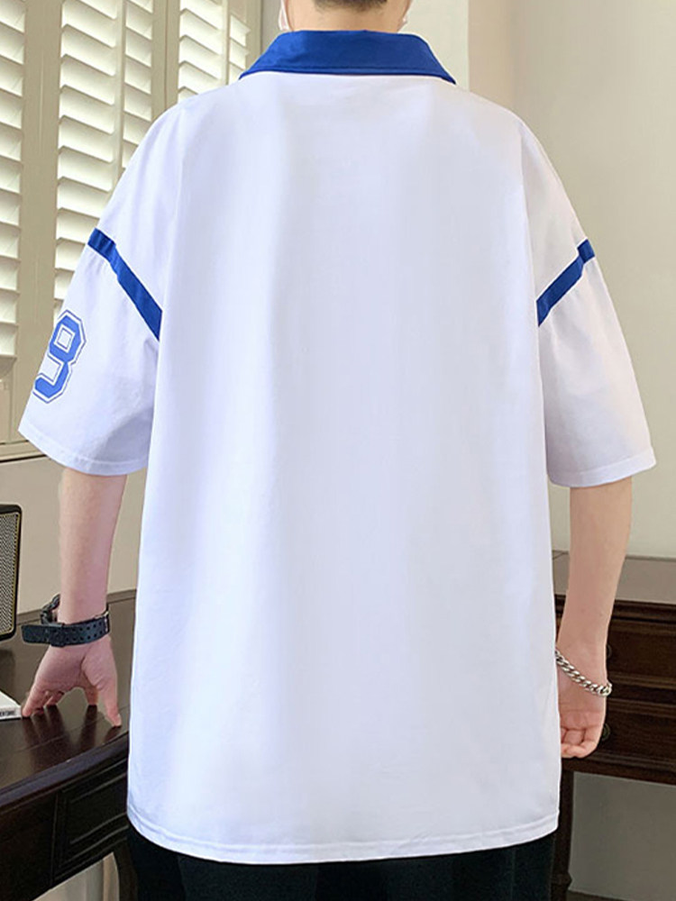 AMERICAN POLO SHIRT SHORT SLEEVE MENS SUMMER FASHION BRAND 2024 NEW COLOR CONTRAST LAPEL T-SHIRT THIN LOOSE CASUAL TOP T