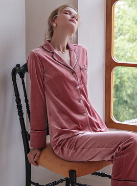 2025新款睡衣女士春秋季加绒金丝绒薄绒珊瑚绒家居服秋冬保暖套装