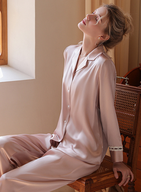 2025新款睡衣女春秋季夏季薄款冰丝长袖高级感仿真丝绸家居服套装