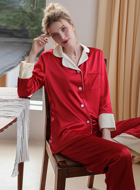 红色结婚情侣法兰绒加厚珊瑚绒本命年睡衣女冬季新婚男家居服套装