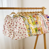 学生家居裤 夏季 可外穿五分梭织卡通薄款 女休闲口袋短裤 子 纯棉睡裤